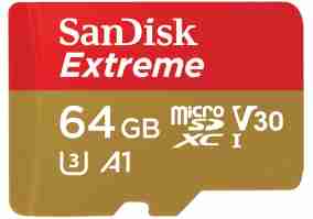 Карта памяти SanDisk 64 GB microSDXC Extreme V30 A1 UHS-I U3 + SD-adapter