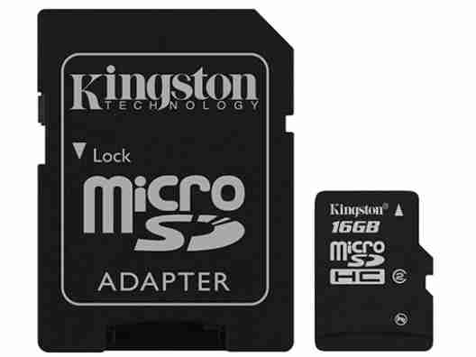 Карта памяти Kingston 16GB microSDHC Class 4 + SD-adapter