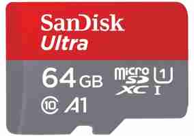 Карта памяти SanDisk 64 GB microSDXC UHS-I Ultra A1 + SD-adapter SDSQUAR-064G-GN6MA
