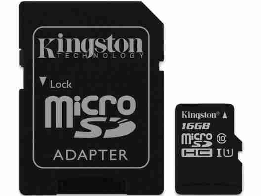 Карта памяти Kingston 16GB microSDHC Class 10 UHS-I + SD-adapter