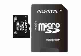Карта памяти ADATA 16GB microSDHC Class 4 + SD-adapter (AUSDH16GCL4-RA1)