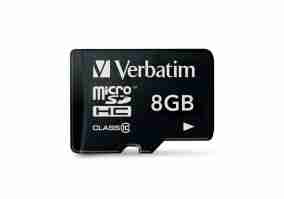 Карта памяти Verbatim 8GB microSDHC Class 10 + SD-adapter