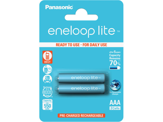 Аккумулятор Panasonic AAA 550mAh NiMh 2шт Eneloop Lite (BK-4LCCE/2BE)