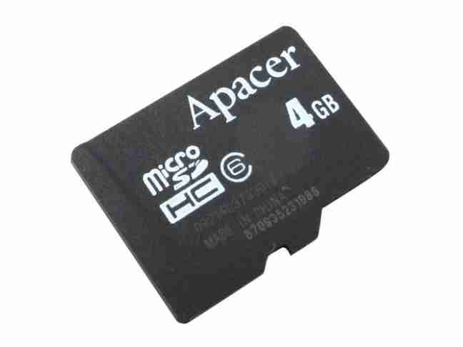 Карта памяти Apacer 4 GB microSDHC Class 4