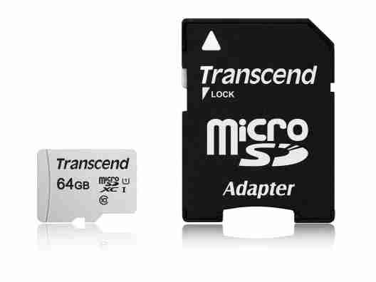 Карта памяти Transcend 64 GB microSDXC UHS-I 300S + SD Adapter (TS64GUSD300S-A)