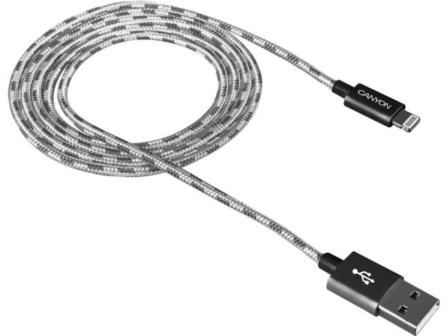 Кабель Canyon USB - Lightning 1м, Dark Grey (CNE-CFI3DG)