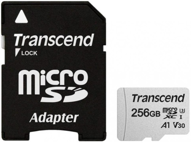 Карта памяти Transcend 256 GB microSDXC UHS-I U3 300S + SD Adapter (TS256GUSD300S-A)