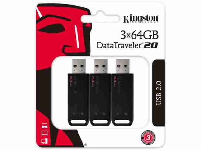 USB флеш накопитель Kingston 3x64GB DataTraveler 20 (DT20/64GB-3P)