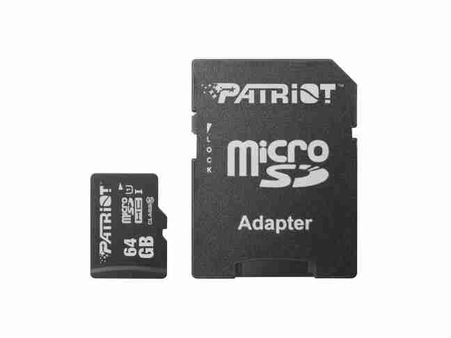 Карта памяти Patriot 64 GB microSDXC UHS-I + SD adapter (PSF64GMCSDXC10)