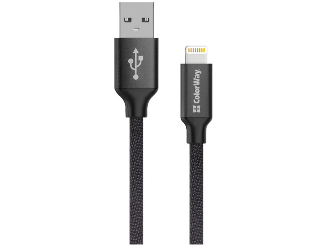 Кабель ColorWay USB - Apple Lightning 2.1А 1м Black (CW-CBUL004-BK)