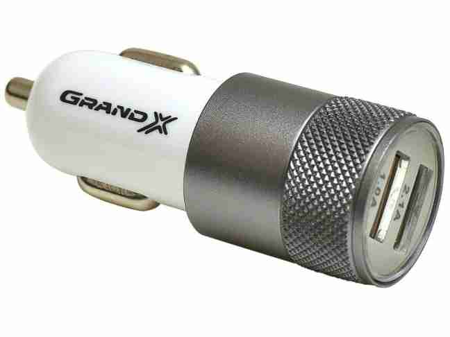 Зарядное устройство Grand-X 2,1A, 12-24V, White 2USB 5V/2.1A (CH-25W)