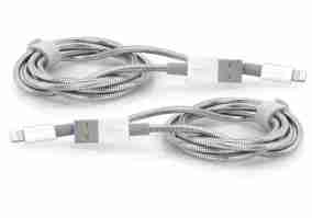 Кабель Verbatim USB2.0-Lightning, 1м+1м Silver (48872)