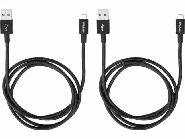 Кабель Verbatim USB2.0-MicroUSB, 1м+1м Black (48874)