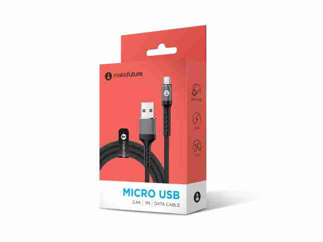 Кабель MakeFuture MicroUSB (2.4 A) 1 м Denim Grey