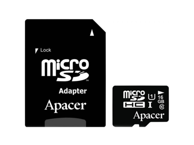 Карта пам'яті Apacer 16 GB microSDHC UHS-I Class10 + SD-adapter RP (AP16GMCSH10U1-R)