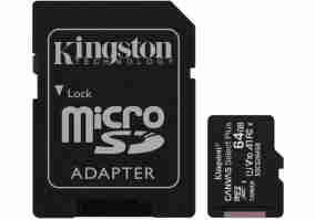 Карта пам'яті Kingston 64 GB microSDXC Class 10 UHS-I Canvas Select Plus + SD Adapter (SDCS2/64GB)