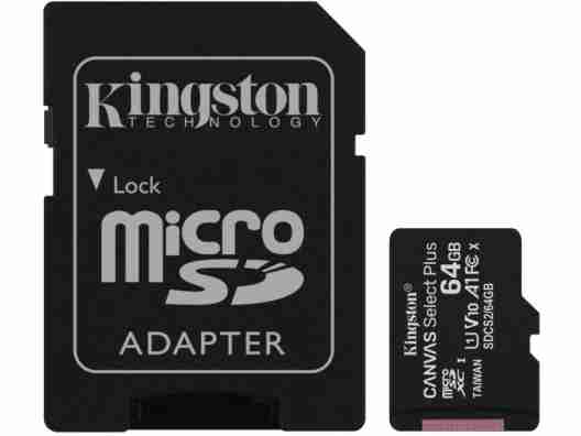 Карта памяти Kingston 64 GB microSDXC Class 10 UHS-I Canvas Select Plus + SD Adapter (SDCS2/64GB)