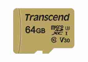 Карта пам'яті Transcend 64 GB microSDXC Class 10 UHS-I U3 R95/W80MB/s 4K + SD-adapter TS64GUSD500S