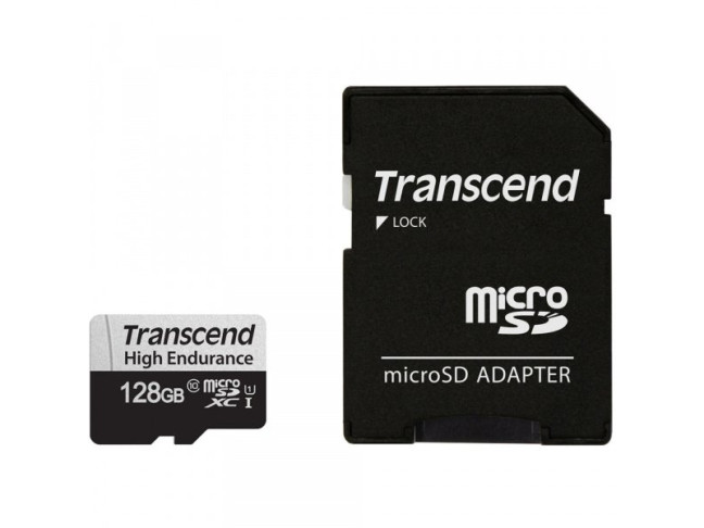 Карта пам'яті Transcend 128 GB microSDXC UHS-I 350V High Endurance + SD Adapter (TS128GUSD350V)