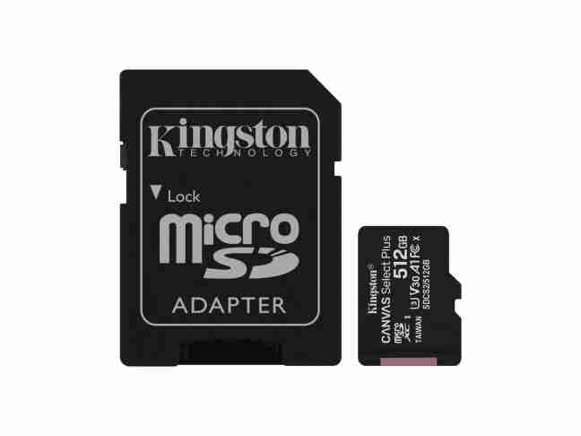 Карта памяти Kingston 512 GB microSDXC Class 10 UHS-I U3 Canvas Select Plus + SD Adapte (SDCS2/512GB)