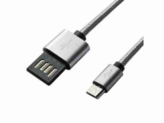 Кабель Grand-X USB-microUSB 1м, Grey/Black (FM02)