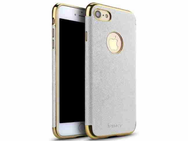 Чехол Ipaky для iPhone 7 Chrome connector + Leather Back case White/Gold