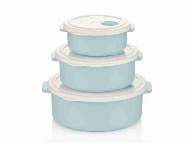 Набор пищевых контейнеров Bager BG-421 B WHITE/BLUE/750 мл1500мл.2750 (BG-421 B)
