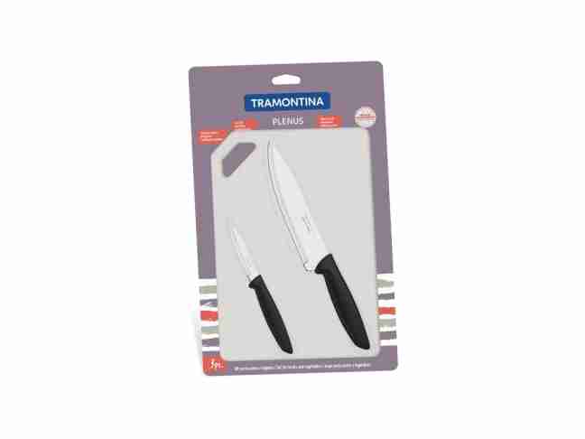Набір ножів Tramontina Plenus чорний та пластикова обробна дошка (23498/014)
