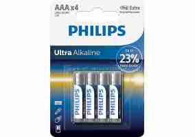 Батарейка Philips Ultra Alkaline AAA BLI 4 LR03E4B/10