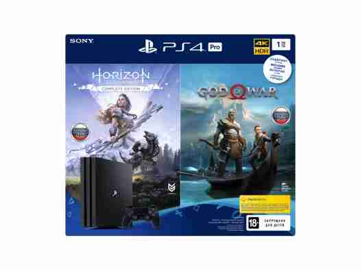 Стационарная игровая приставка Sony PS4 Pro 1TB black (CUH-7208B) GOW + HZD CE