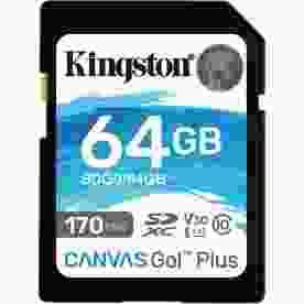 Карта памяти Kingston 64 GB SDXC class 10 UHS-I U3 Canvas Go! Plus (SDG3/64GB)