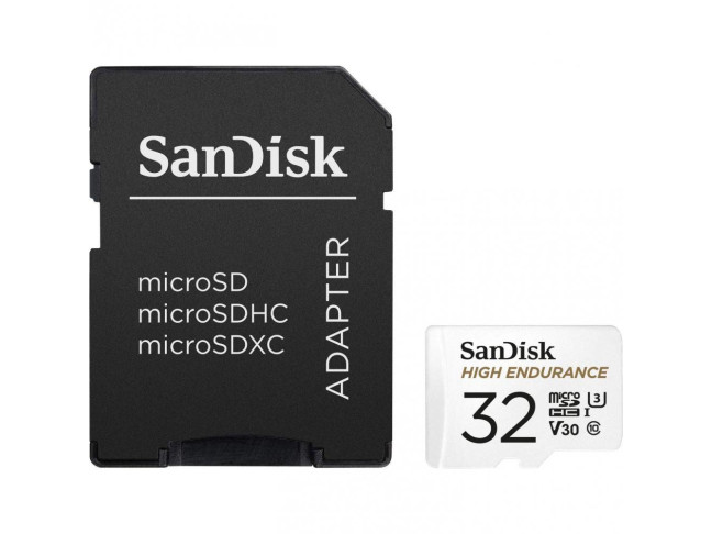 Карта памяти SanDisk 32 GB microSDHC High Endurance UHS-I U3 V30 + SD adapter (SDSQQNR-032G-GN6IA)