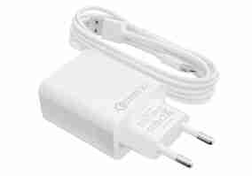 Зарядний пристрій Logicpower QC (1USBx3A) АС-010 White (LP9467) + кабель USB Type-C 2м