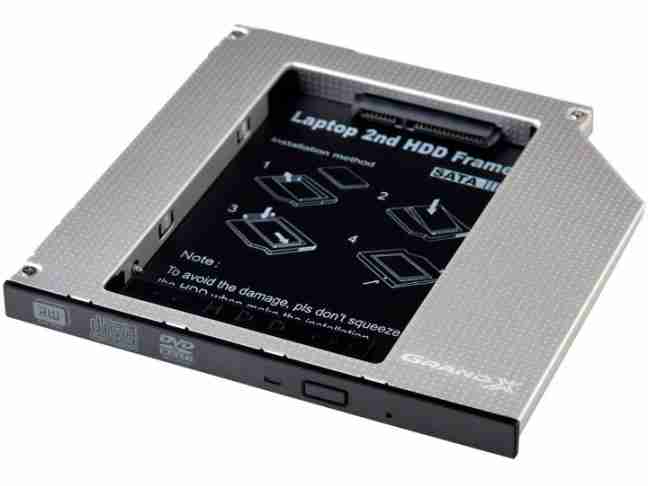 Адаптер Grand-X для подключения HDD 2.5'' в отсек привода ноутбука SATA3 Slim 9.5 мм (HDC-26)