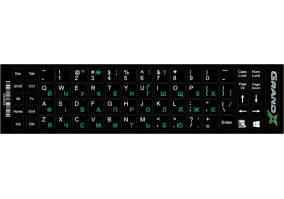 Наклейки на клавиатуру Grand-X 68 keys Green Latin Ukr White (DC-GXDGUA)