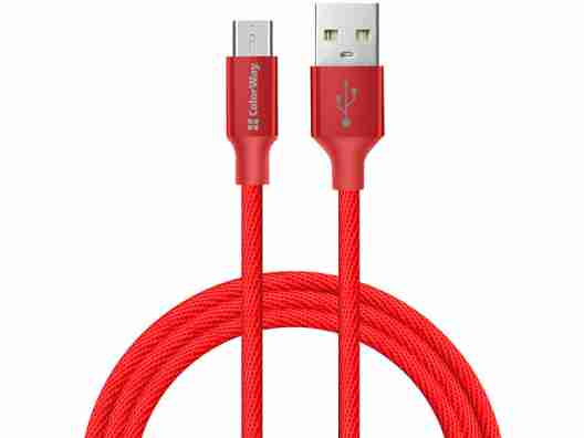 Кабель ColorWay (CW-CBUM009-RD) USB МicroUSB 2.4A 2м красный