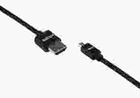Кабель 2E W-1120-2m Ultra Slim HDMI 1.4 (AM/miniAM) High Speed, Alumium Black 2m