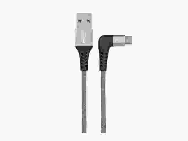 Кабель 2E -CCMTR-1MGR USB 2.0 USB MicroUSB Flat Fabric Right Angle 1m Grey
