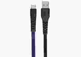 Кабель 2E -CCTT-1MBL USB 2.0 USB Type-C Flat Fabric 1m Black/Blue