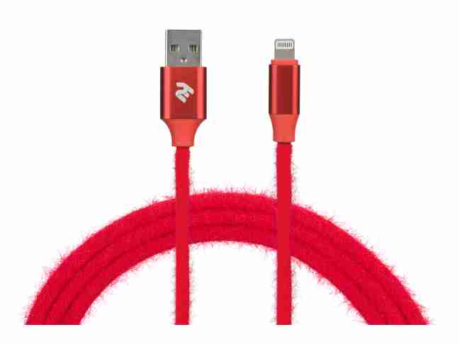 Кабель 2E -CCLAC-RED Fur USB 2.0 to Lightning Cable, 1м, Red