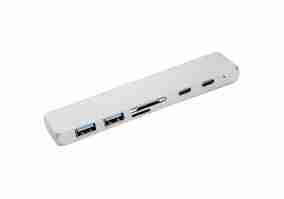 Мультипортовий адаптер PowerPlant CA911684 Type-C - HDMI 4K, USB 3.0, USB Type-C, SD, microSD