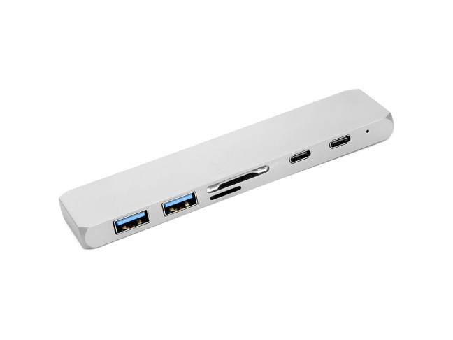 Мультипортовый адаптер PowerPlant CA911684 Type-C - HDMI 4K, USB 3.0, USB Type-C, SD, microSD