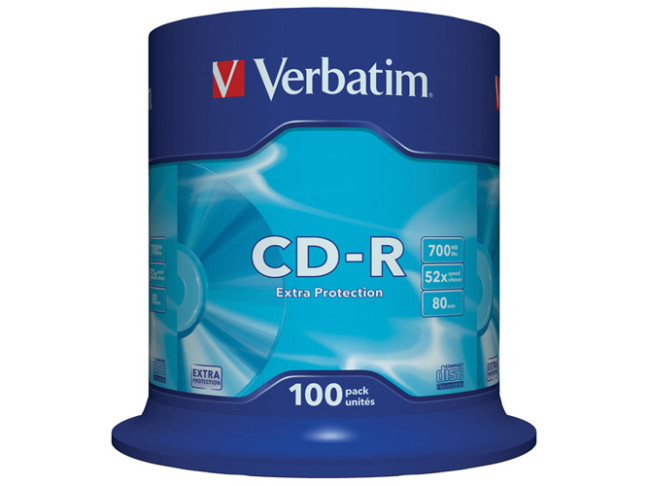 Диски CD-R Verbatim 700 MB 52x Extra Cake Box 100 шт (43411)