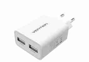 Зарядний пристрій Vention Dual USB Charger (2.4A+1A), White (DC5200-W)