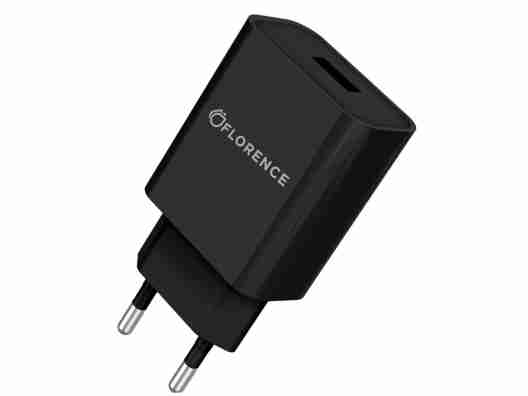 Зарядное устройство Florence (1USBx2A) Black (FL-1020-KT) + кабель USB Type-C