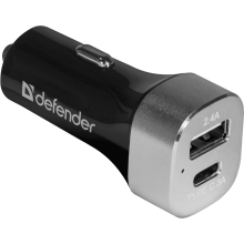 Автомобільний адаптер Defender UCG-01 1 порт USB + TypeC, 5V / 5.4A
