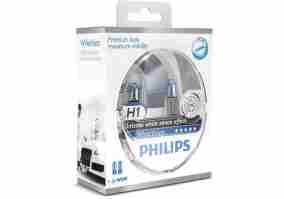 Галогенна лампа Philips H1 WhiteVision +60%, 4300K, 2шт/блістер 12258WHVSM
