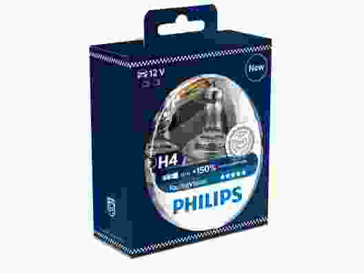 Галогенная лампа Philips H4 RACING VISION +150%, 2 шт блистер 12342RVS2