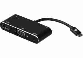 Переходник 2E Type C to USB 3.0+AUX+HDMI+VGA+USB Type C, 0.15m, black -W1408