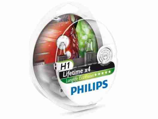 Галогенная автолампа Philips H1 LongLife EcoVision (12258LLECOS2)